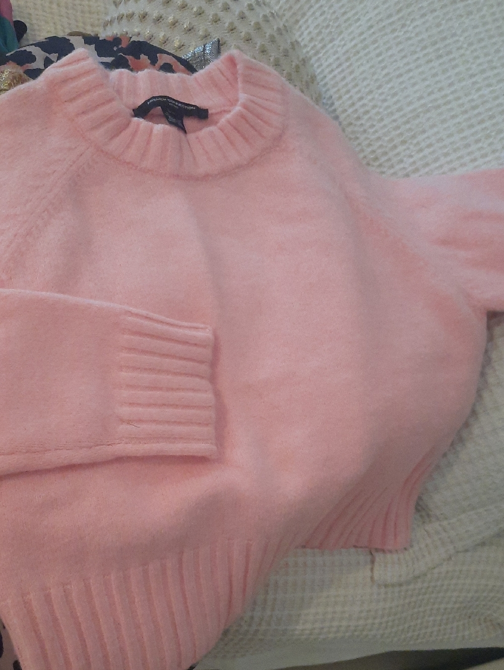 French Connection Soft Bubblegum Pink Crewneck Sweater
